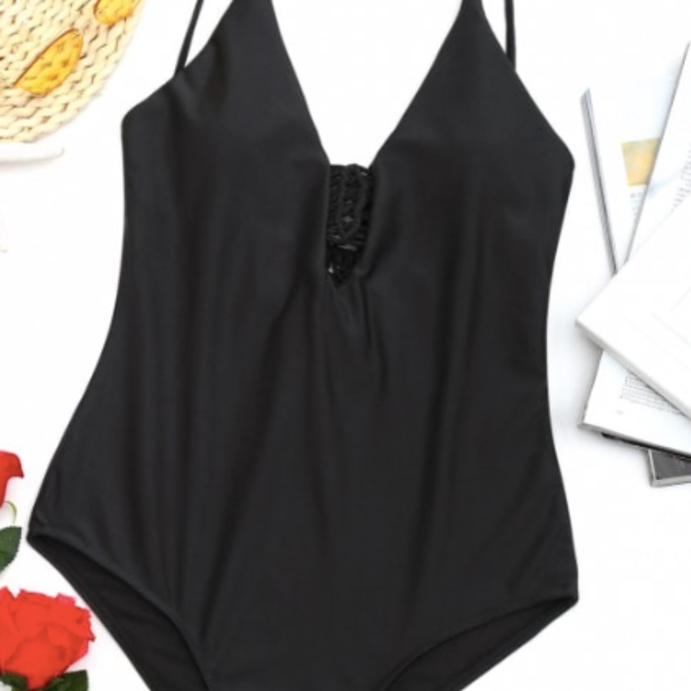 Black one piece swim suit